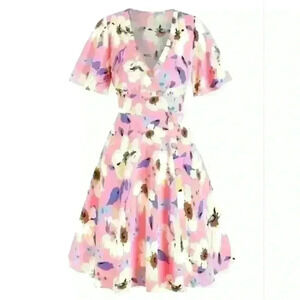 Floral button  flare dress Size 8